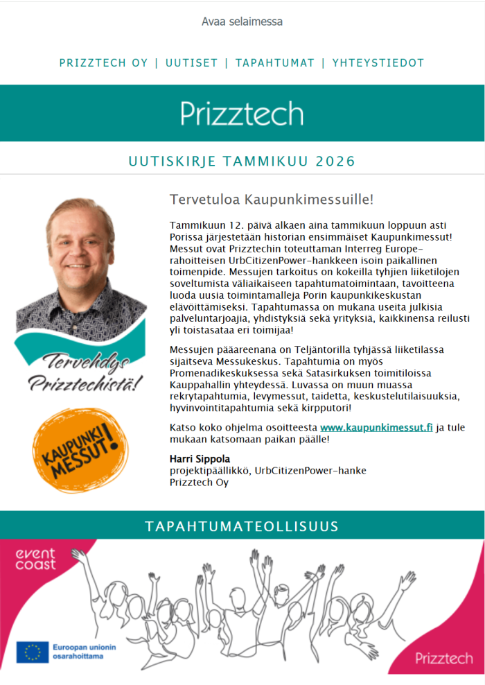 Prizztech Oy:n uutiskirje tammikuu 2026